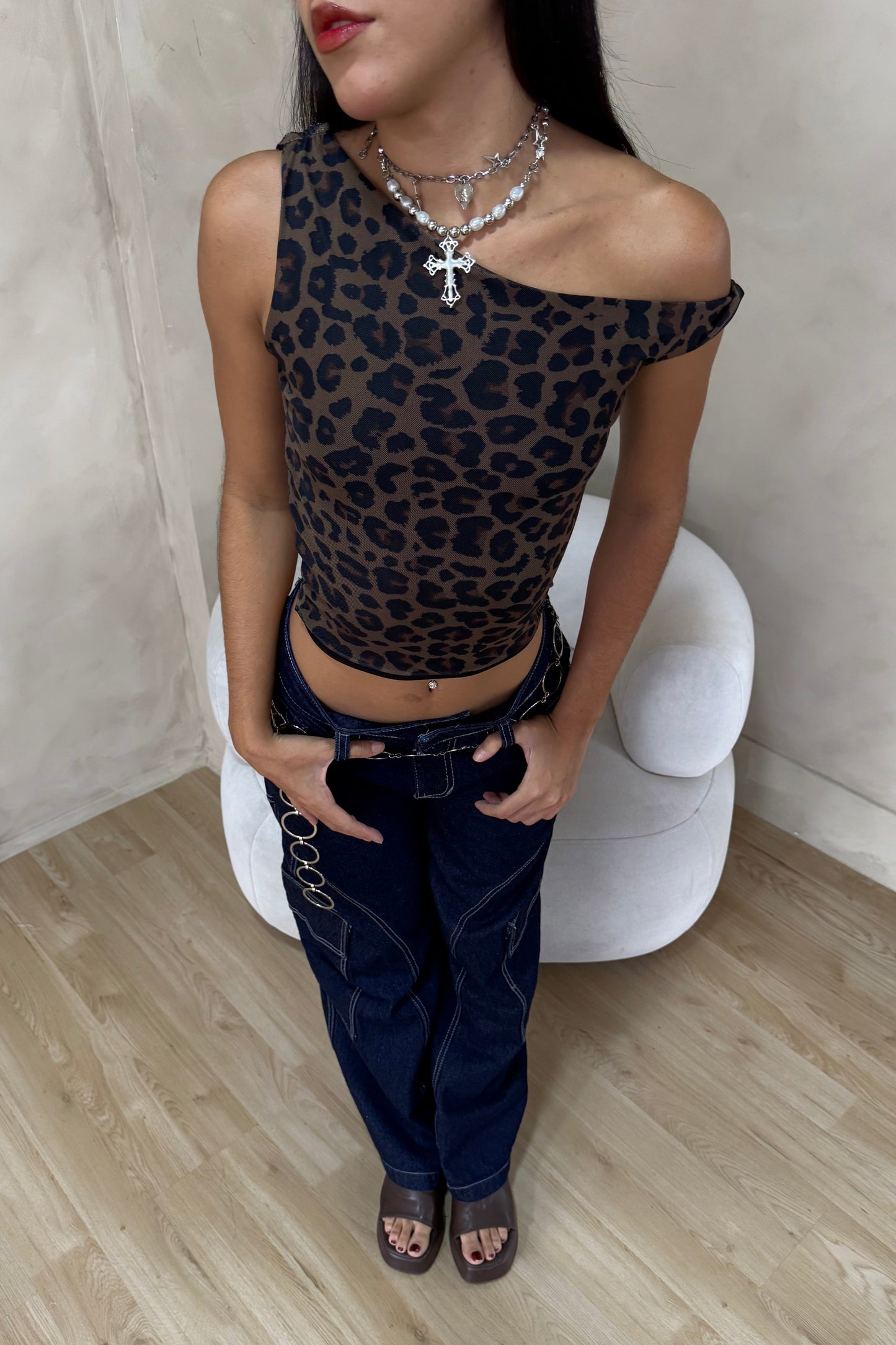 TOP ASIMÉTRICO ANIMAL PRINT