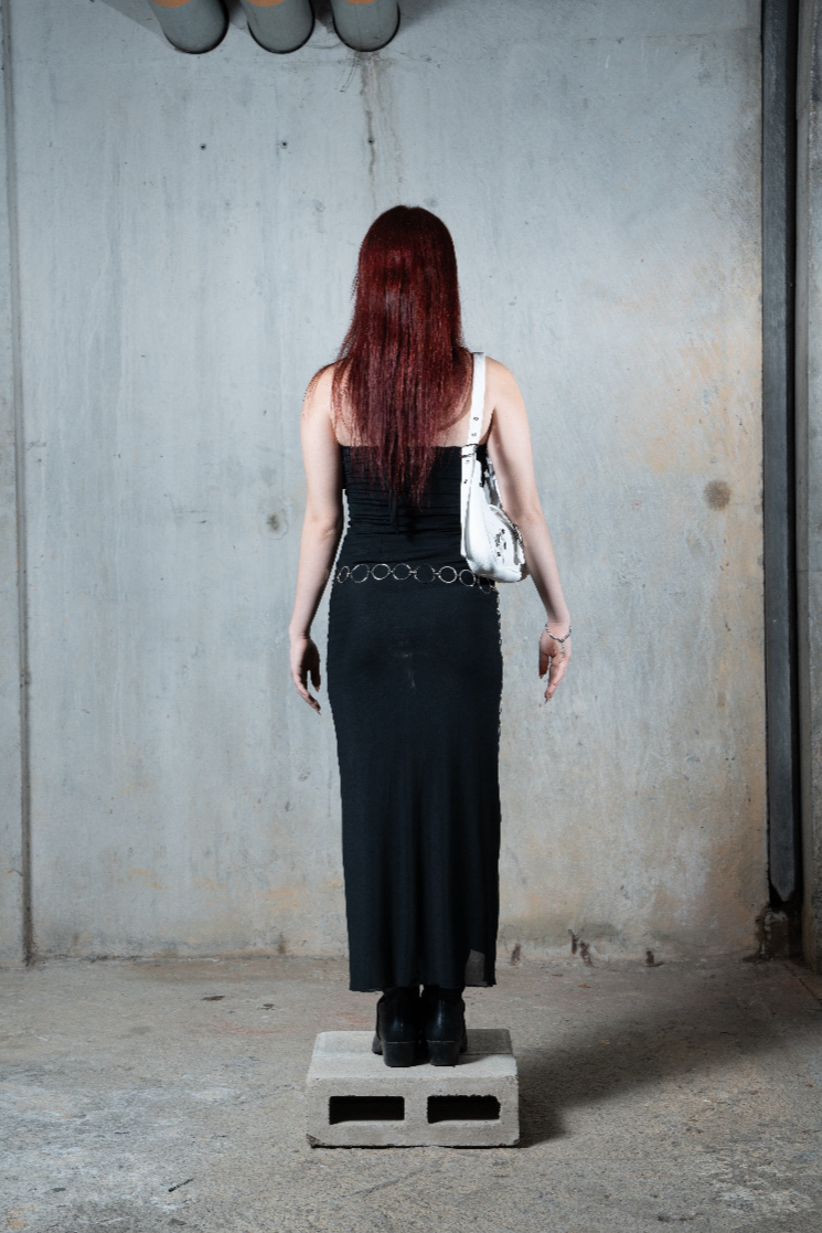 SWAN MIDI DRESS NEGRO