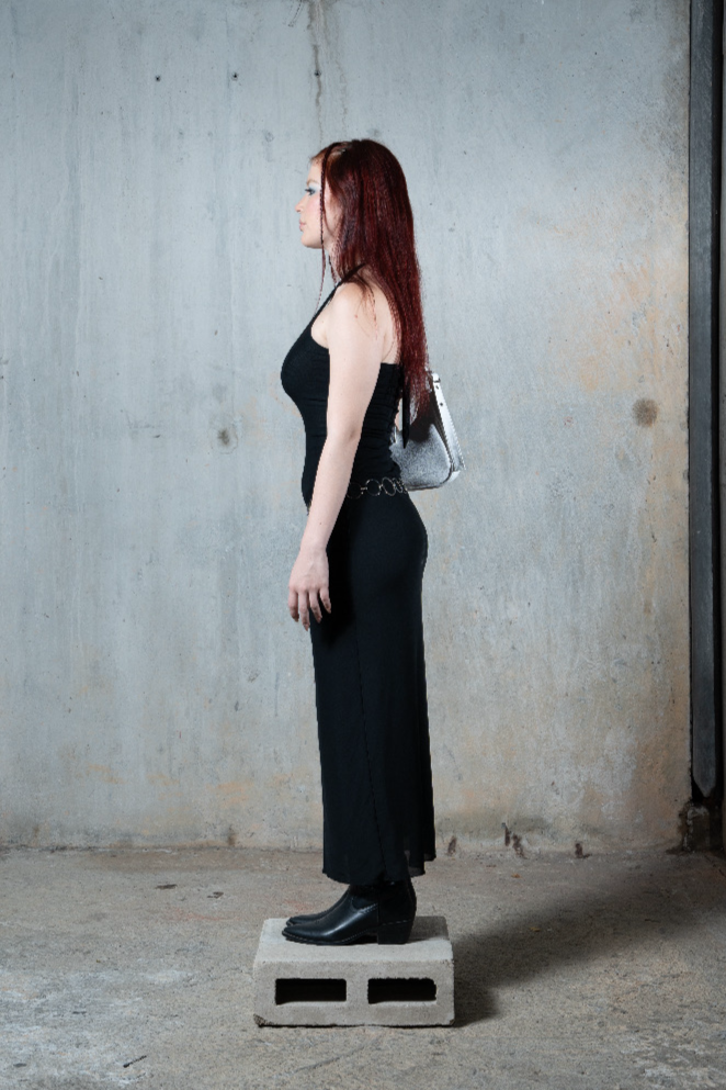 SWAN MIDI DRESS NEGRO