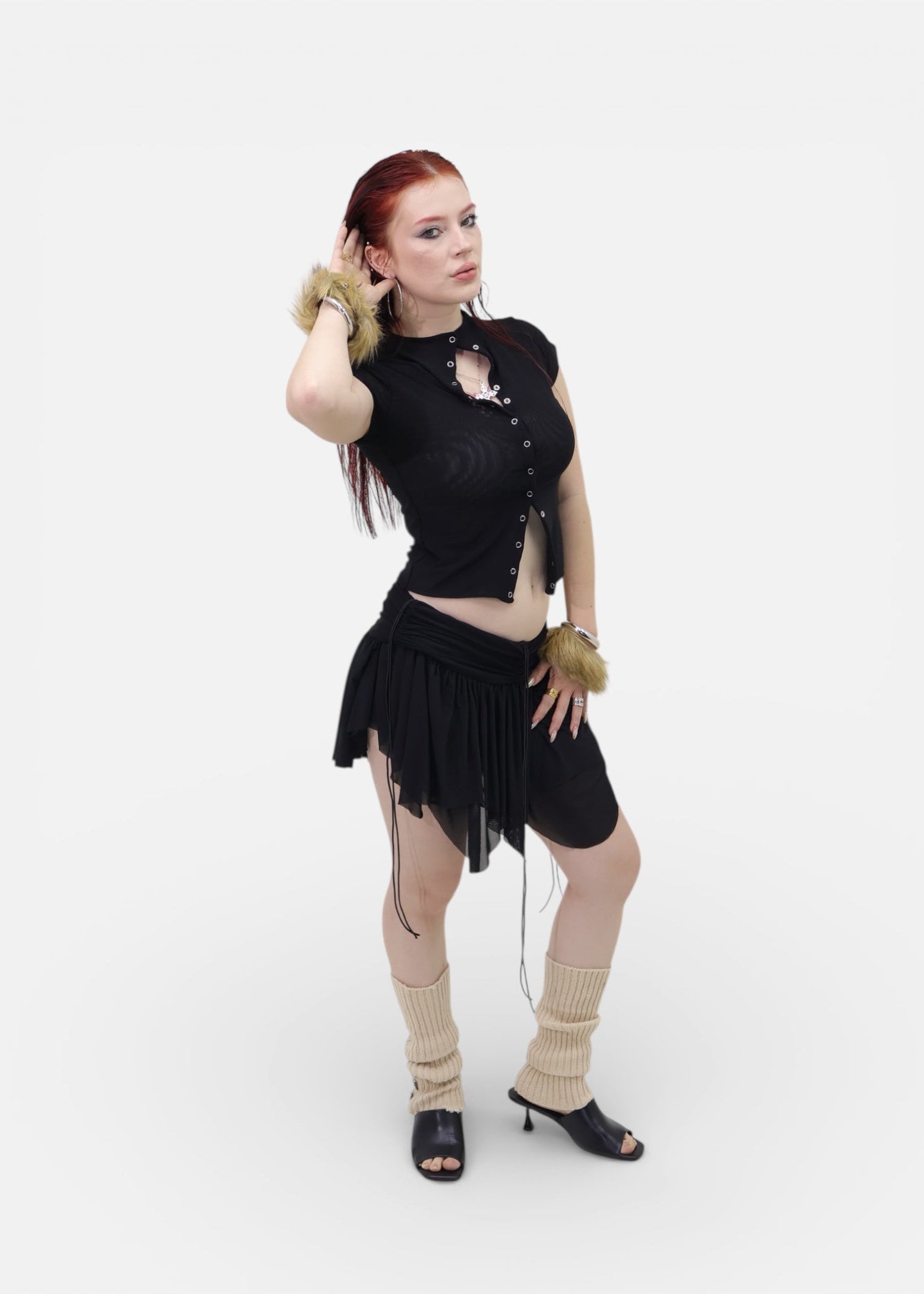 BLOOM MESH SKIRT NEGRO
