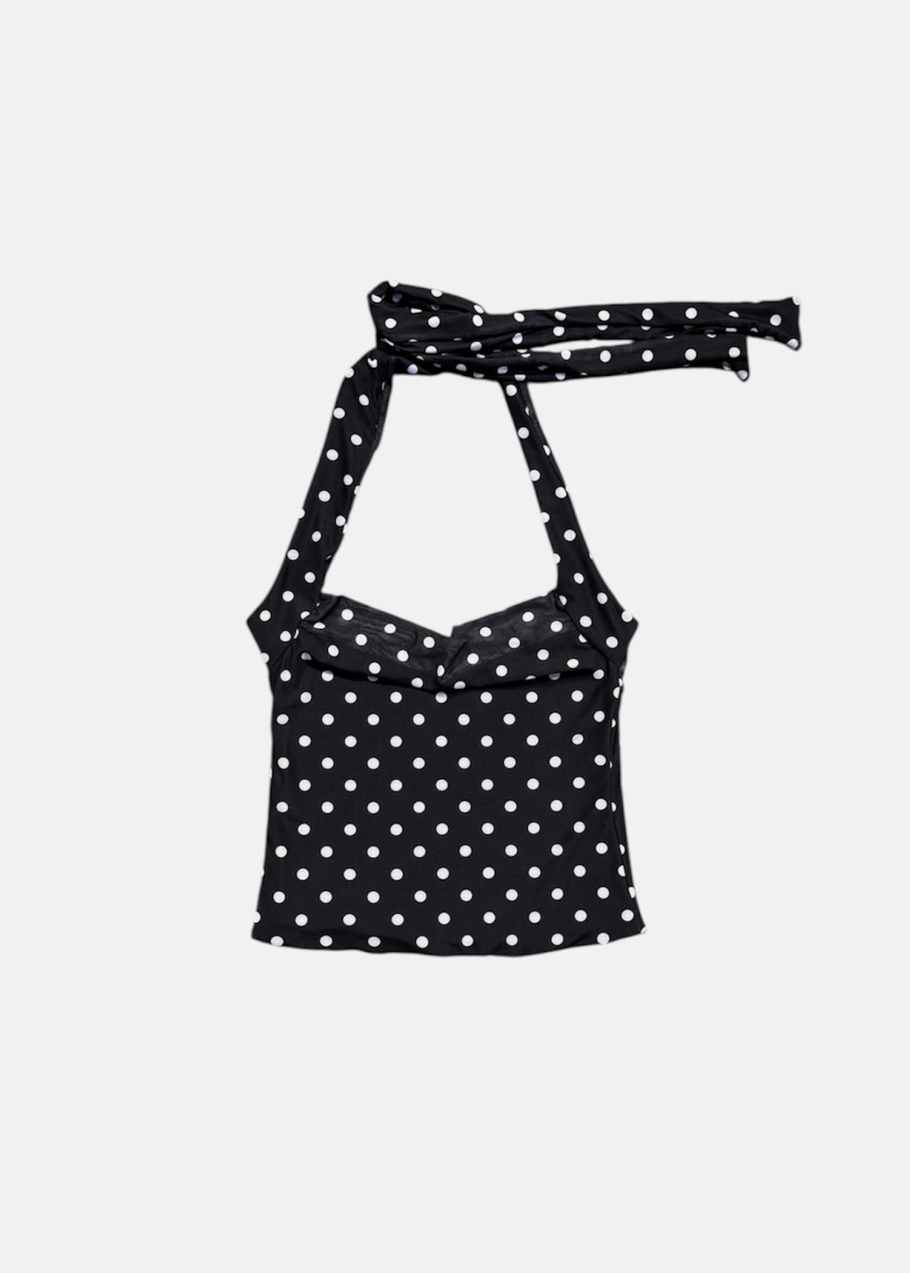 TOP DRAPEADO POLKA DOTS NEGRO
