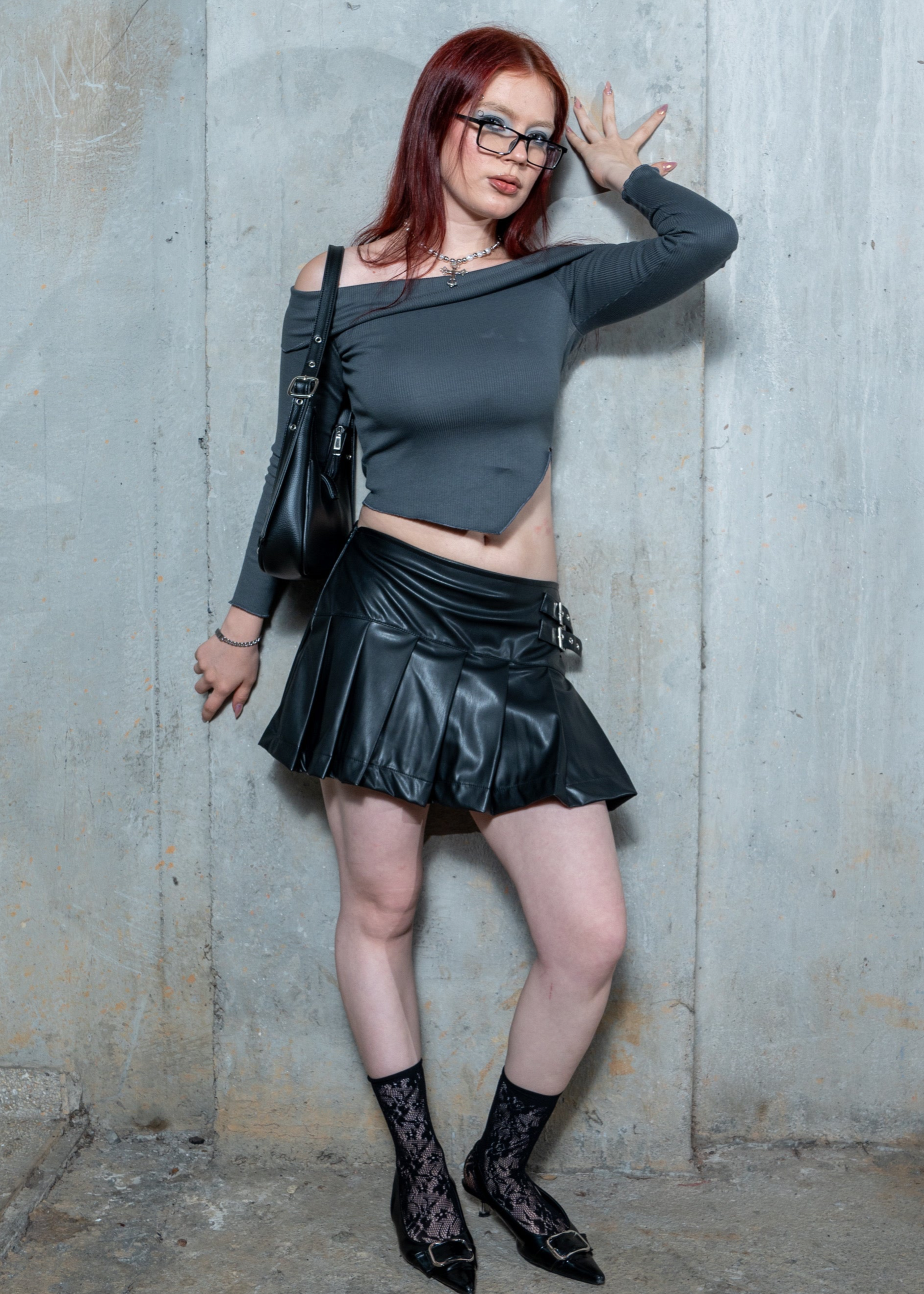 HARLEY MINI SKIRT CUERINA LOW RISE NEGRO