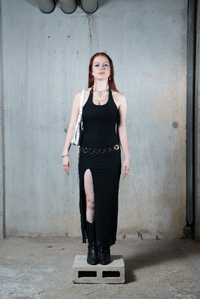 SWAN MIDI DRESS NEGRO