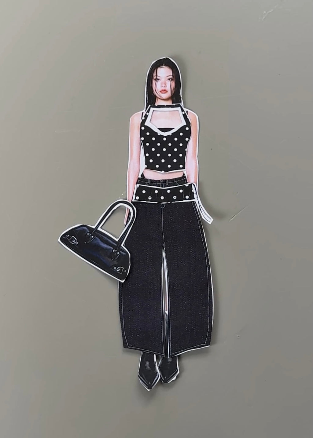 TOP DRAPEADO POLKA DOTS NEGRO