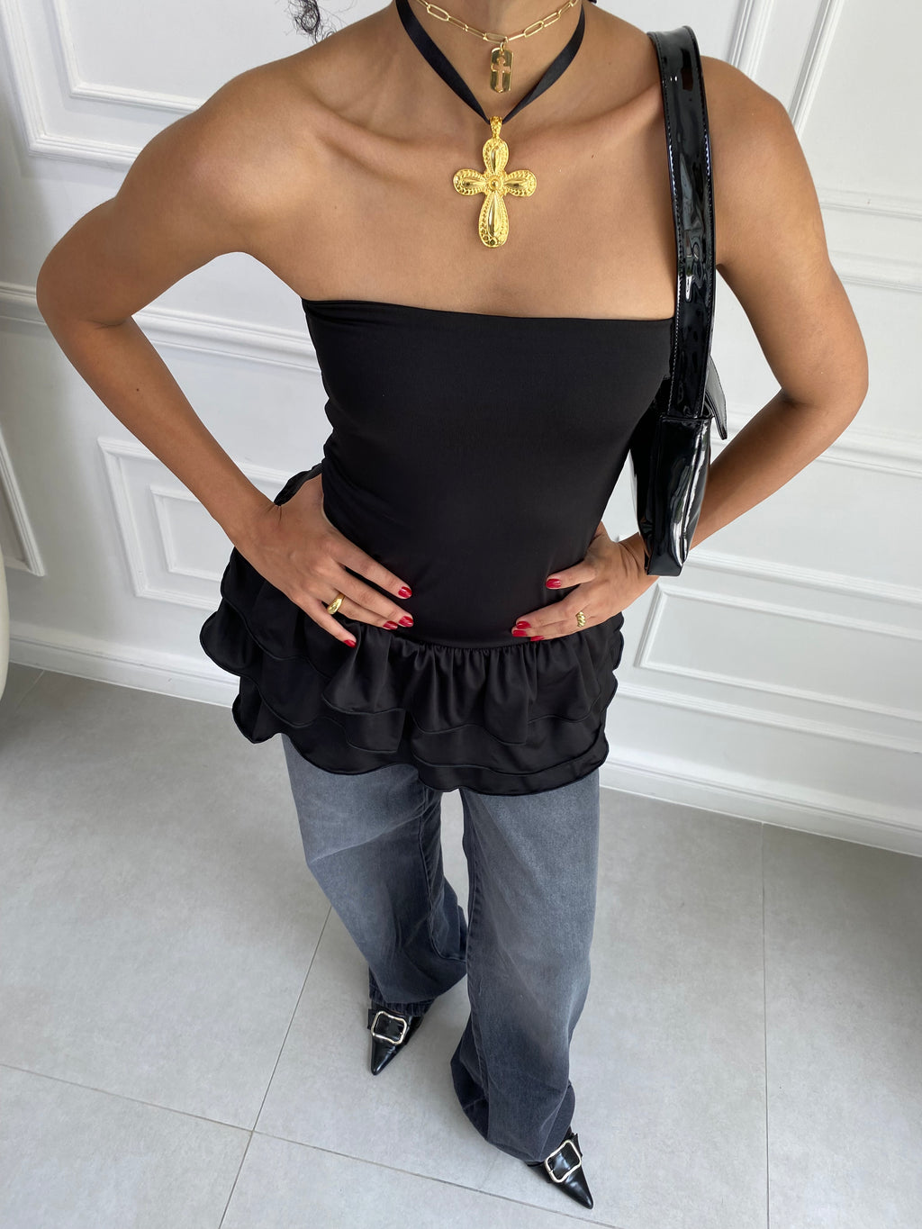 CHOKER MAXIMALISTA CRUZ DORADO
