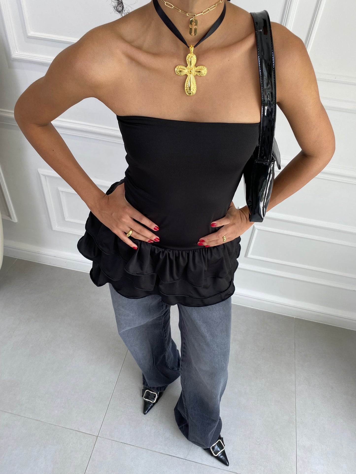 CHOKER MAXIMALISTA CRUZ DORADO