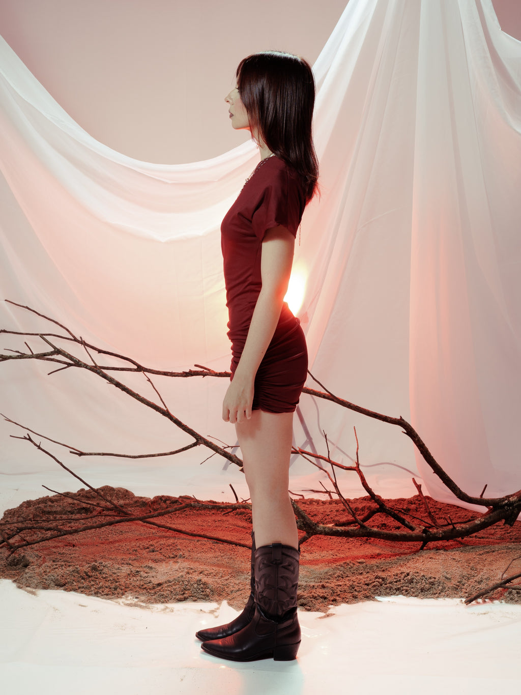 NARA MINI DRESS VINO TINTO