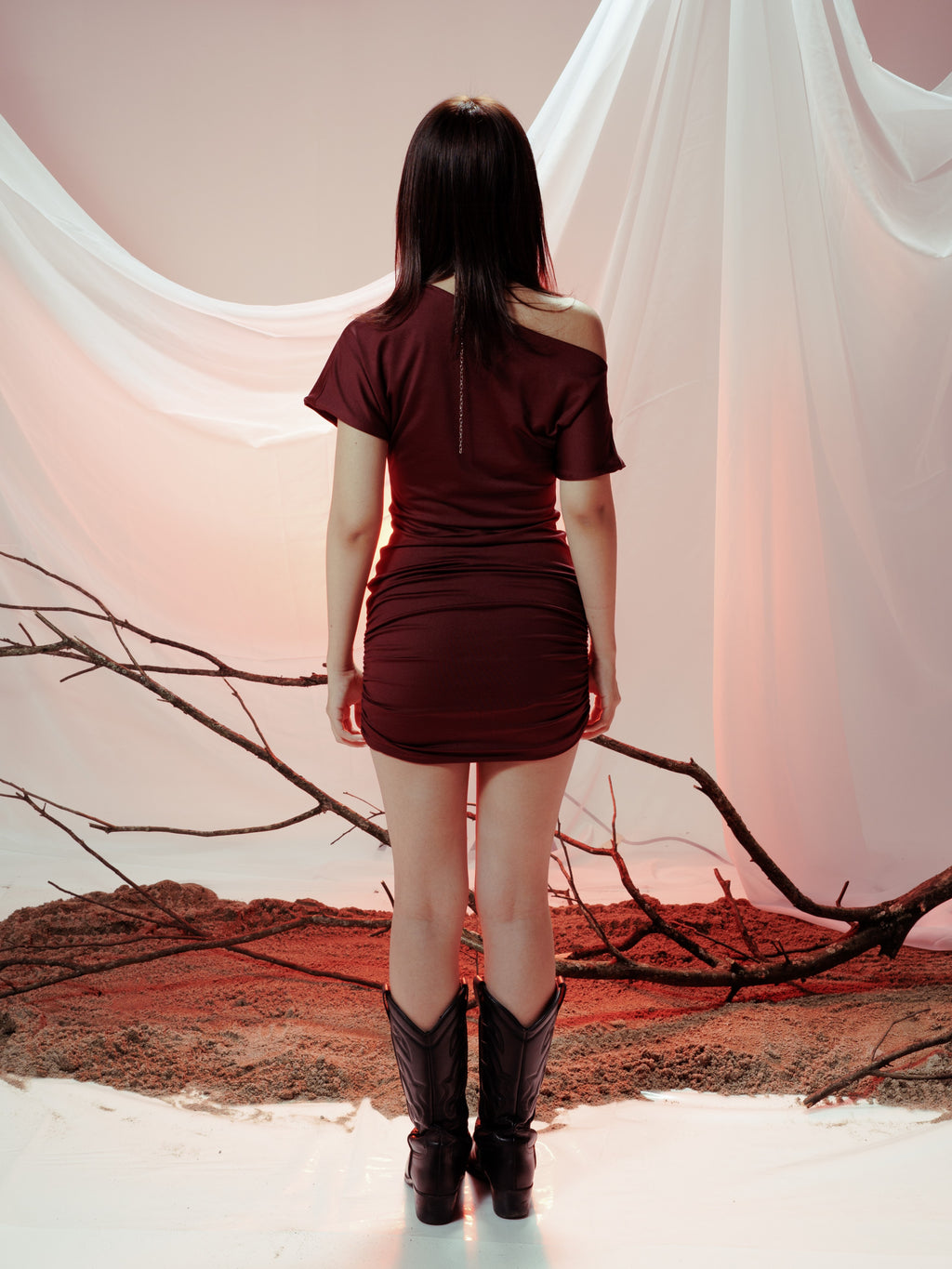 NARA MINI DRESS VINO TINTO