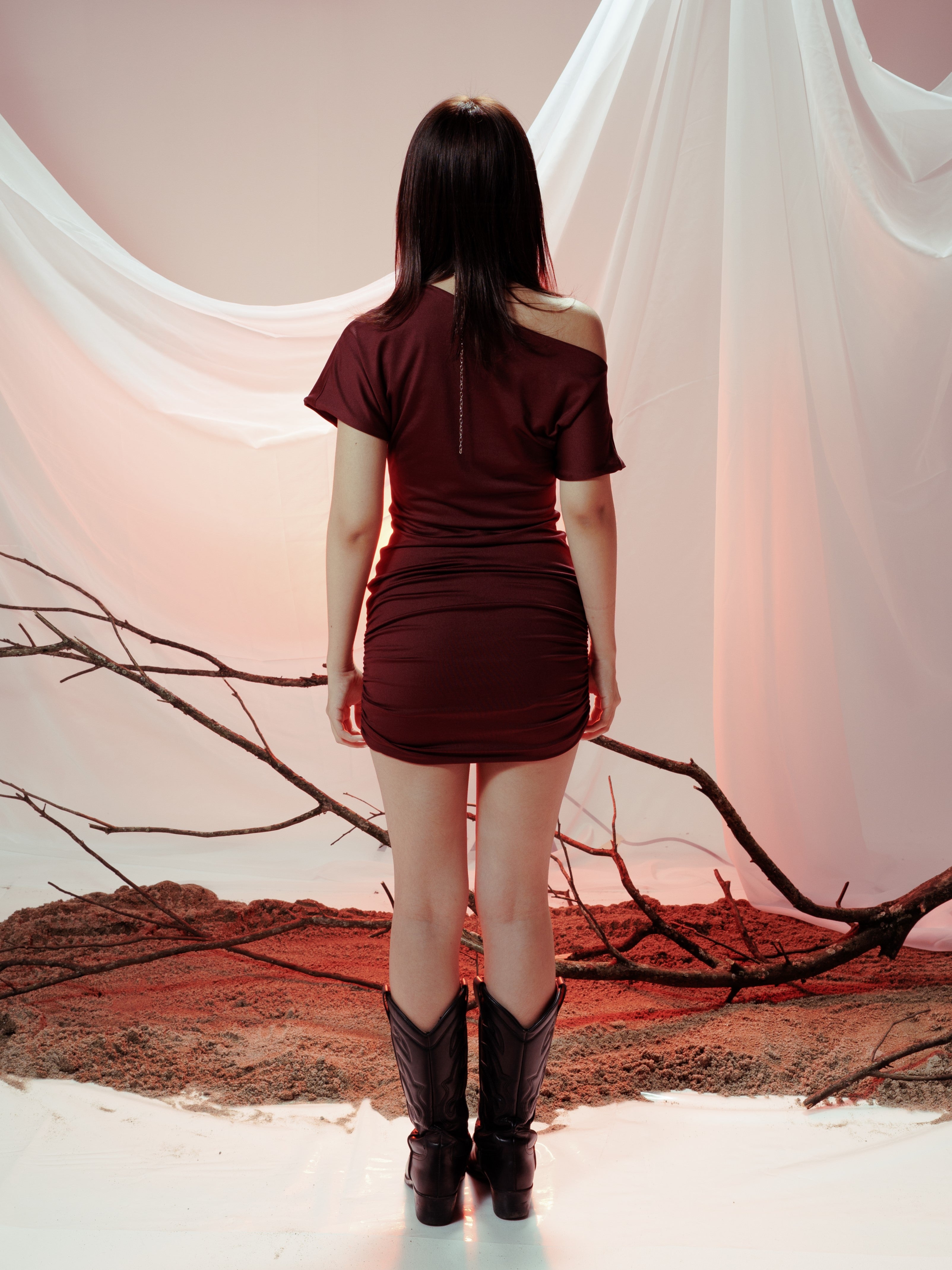 NARA MINI DRESS VINO TINTO