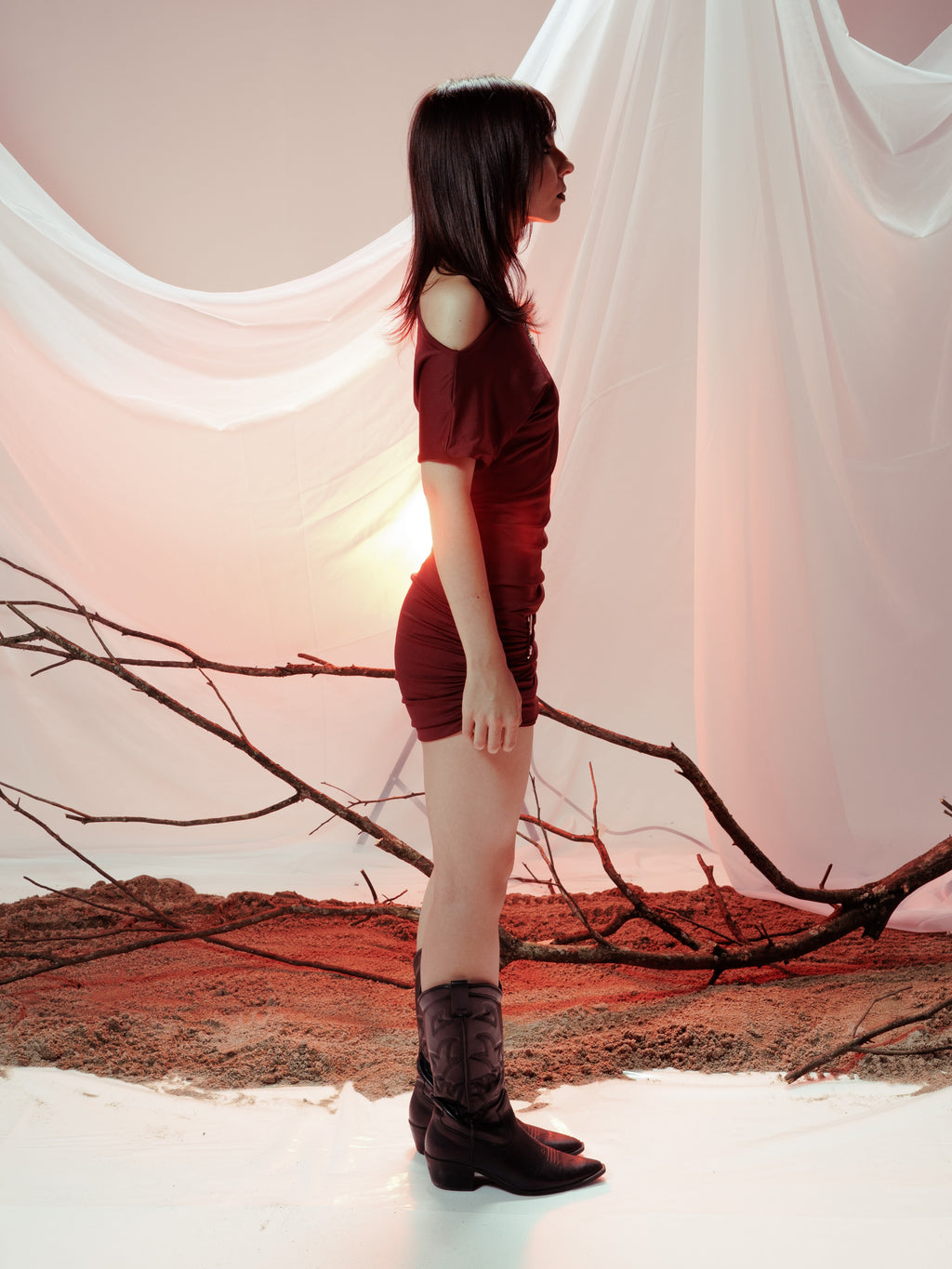 NARA MINI DRESS VINO TINTO