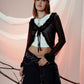 ZENDRA RUFFLE TOP NEGRO
