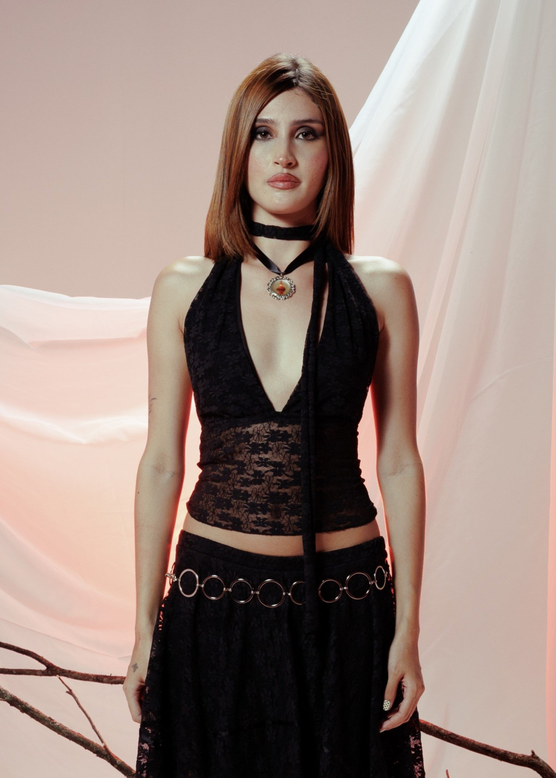 BLOSSOM LACE TOP NEGRO