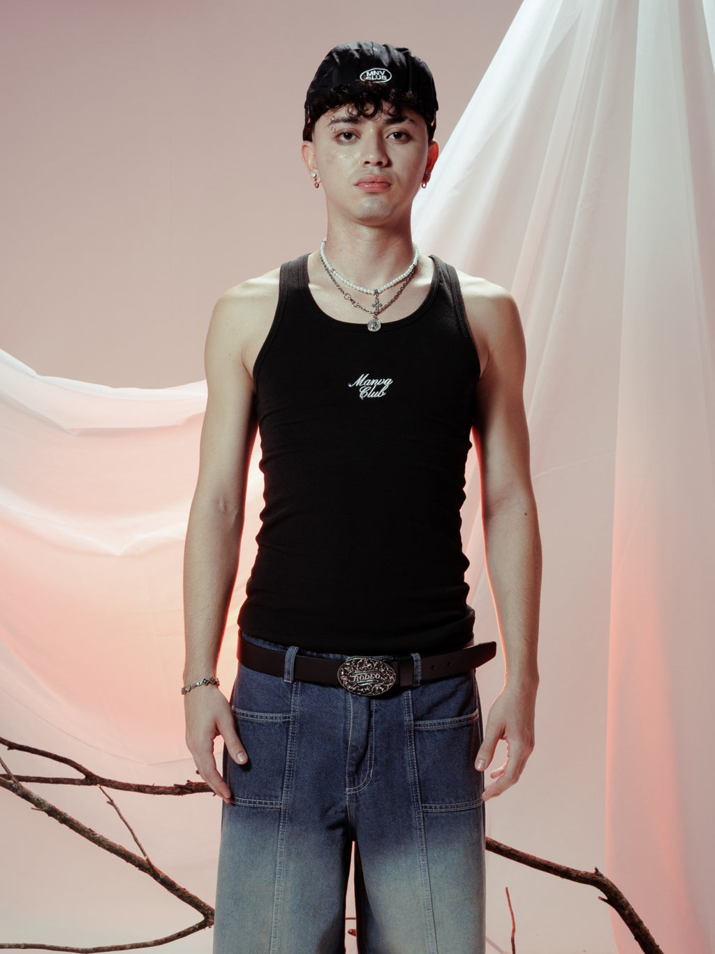 MANVA CLUB LONG TANK TOP NEGRO