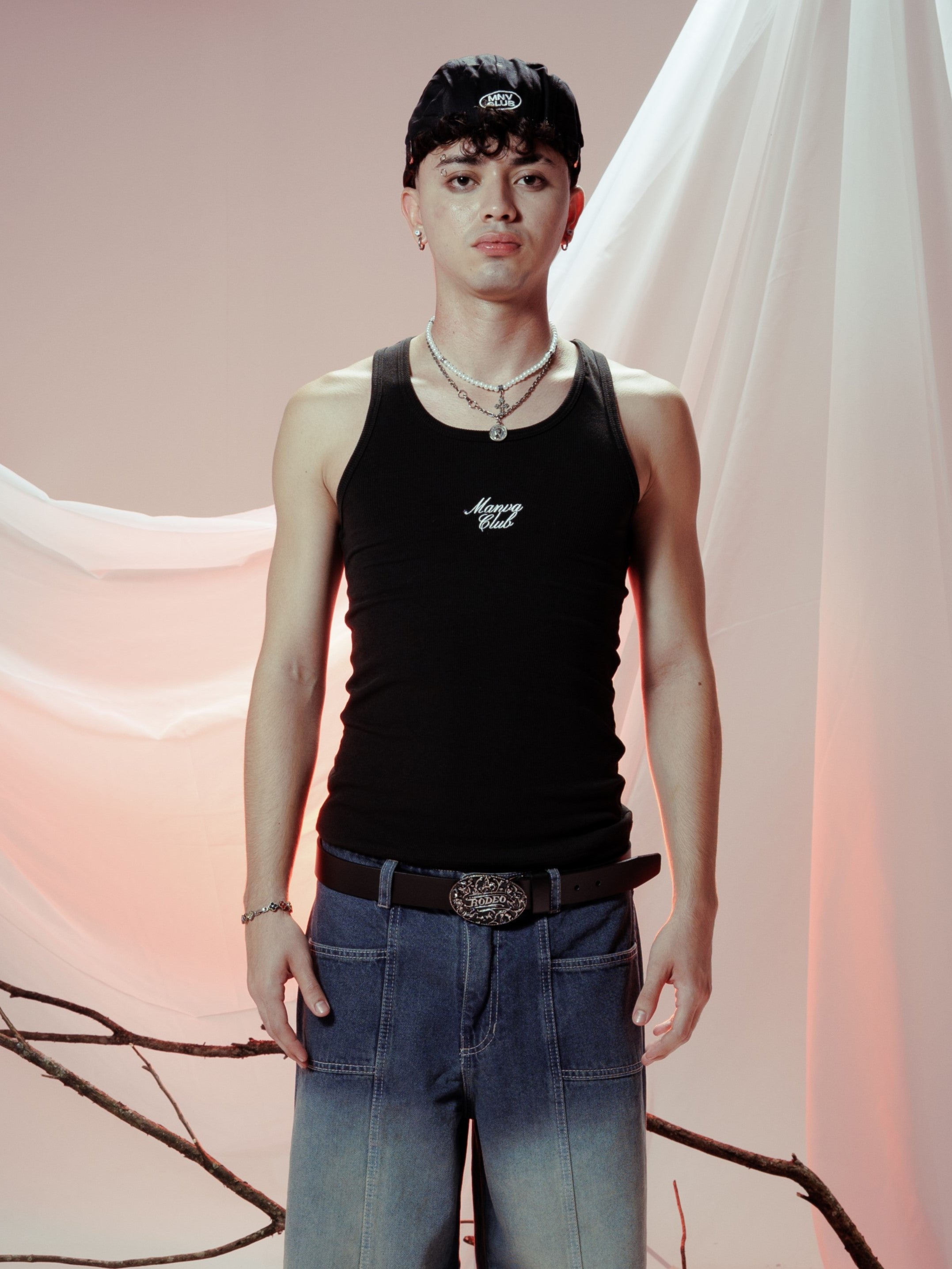 MANVA CLUB LONG TANK TOP NEGRO