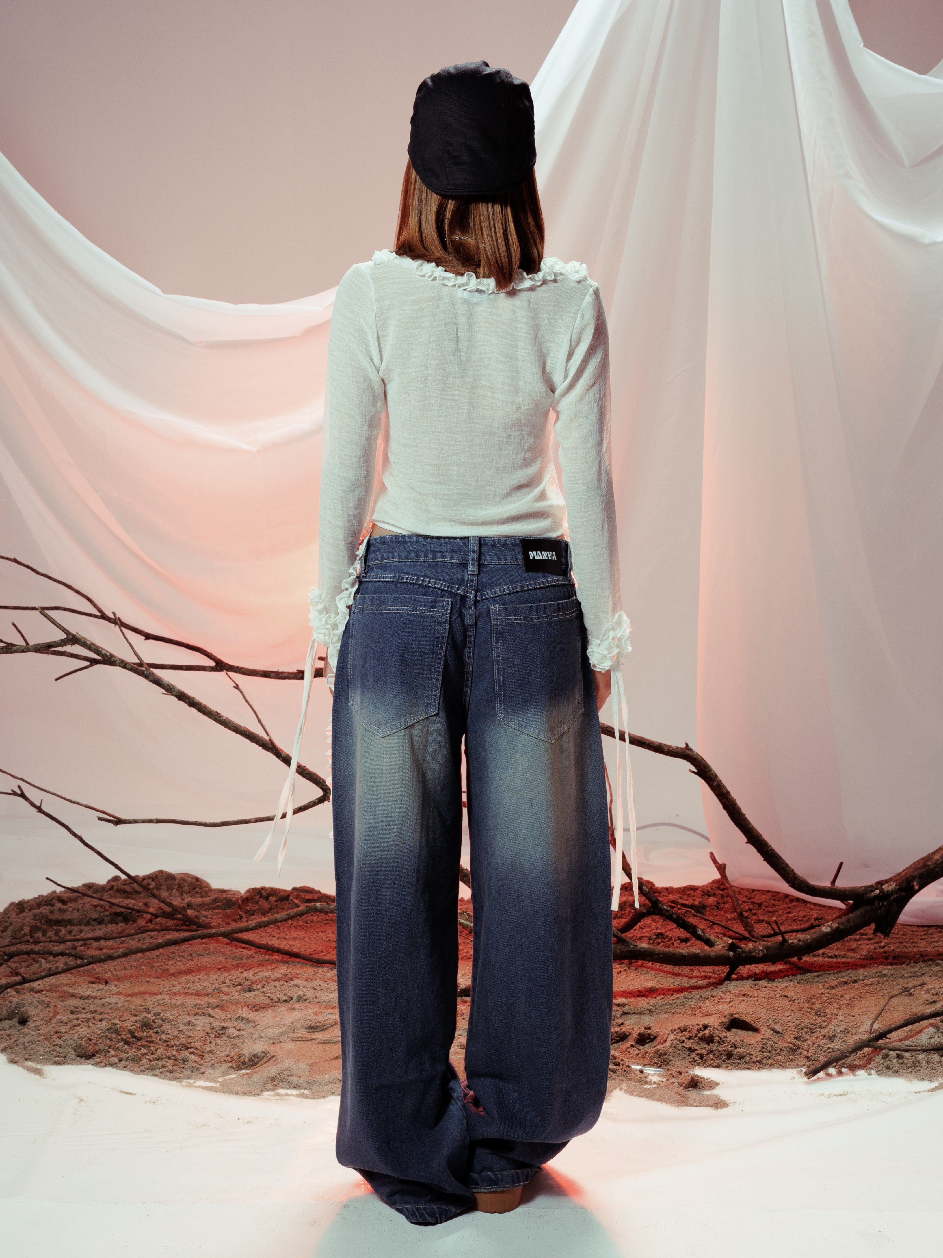 ZENDRA RUFFLE TOP BLANCO MARFIL