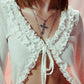 ZENDRA RUFFLE TOP BLANCO MARFIL